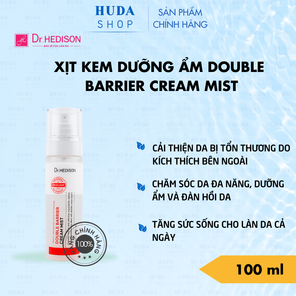 Xịt kem dưỡng ẩm Double Barrier Cream Mist Dr.Hedison 100ml