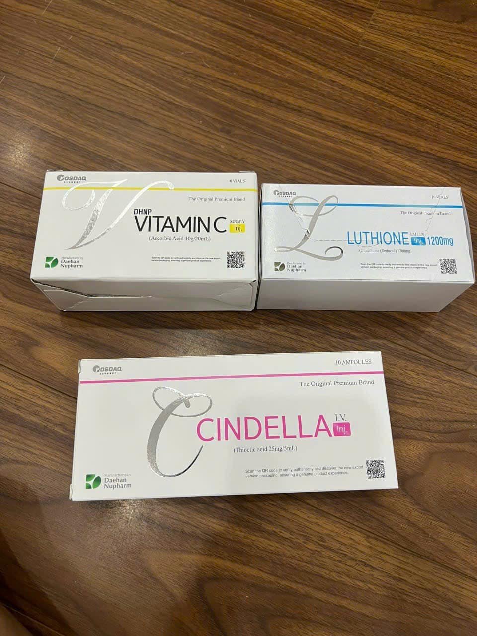 Bộ sản phẩm truyền trắng da Cindella Thiotic Acid, Vitamin C, Glutathione