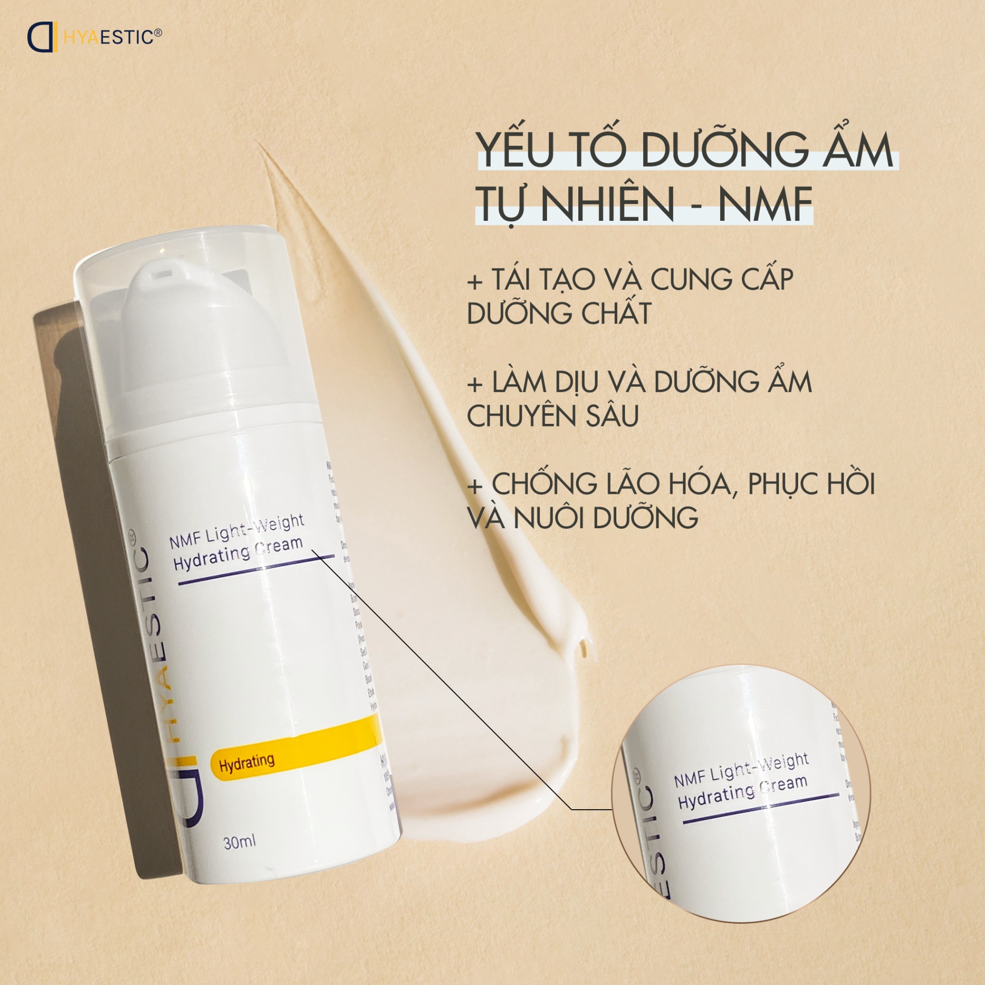 Kem phục hồi da hư tổn Hyaestic NMF Light-Weight Hydrating Cream (30ml)