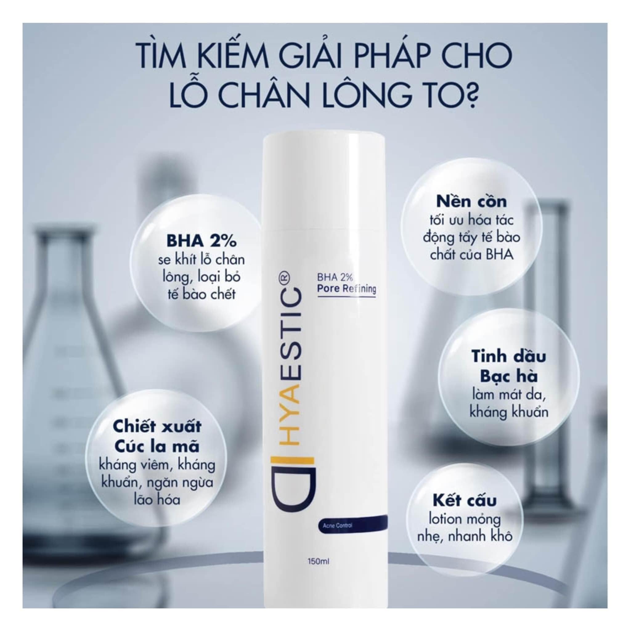 Toner hỗ trợ trị mụn làm sạch bã nhờn Hyaestic BHA 2% Pore Refining (150ml)