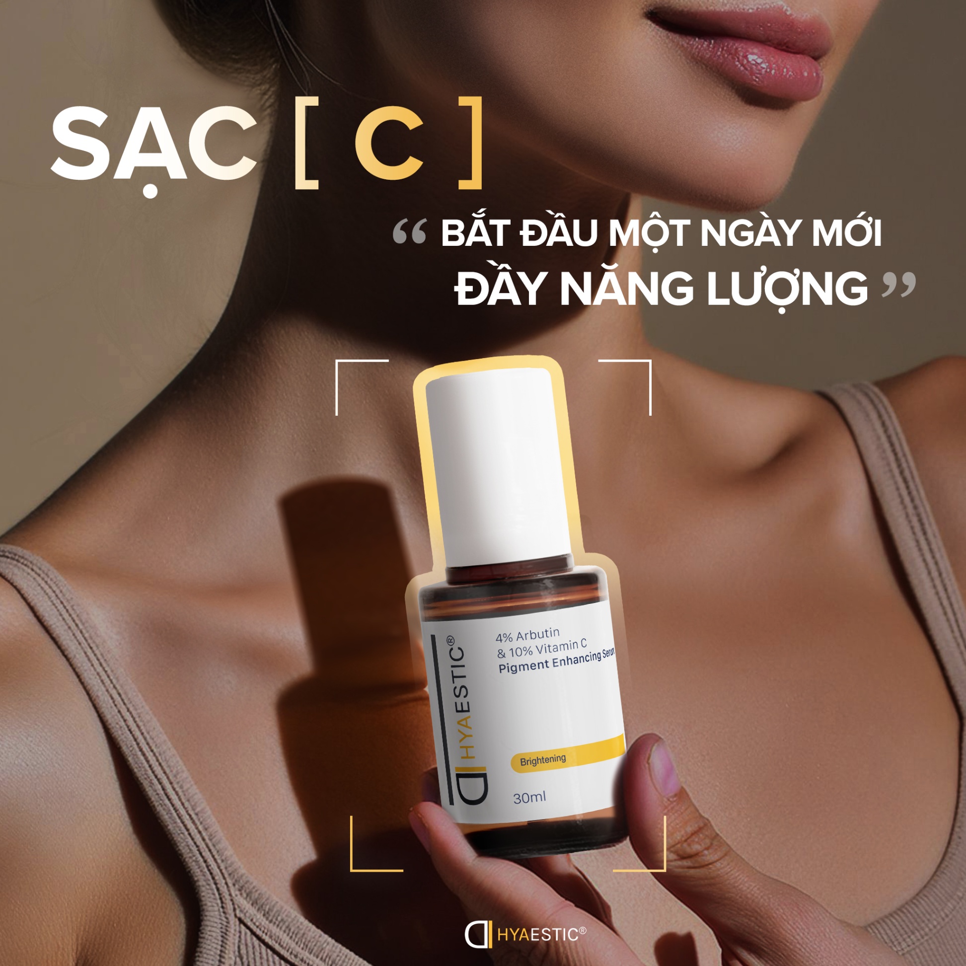 Tinh chất hỗ trợ trị nám và trẻ hóa làn da chuyên sâu Hyaestic Pigment Enhancing Serum 4% Arbutin & 10% Vitamin C (30ml)