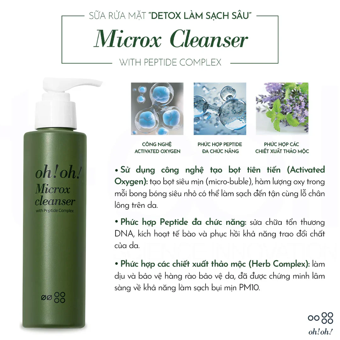 Sữa Rửa Mặt Detox Làm Sạch Sâu Cho Mọi Loại Da oh!oh! Microx Cleanser (with Peptide Complex) (150g)