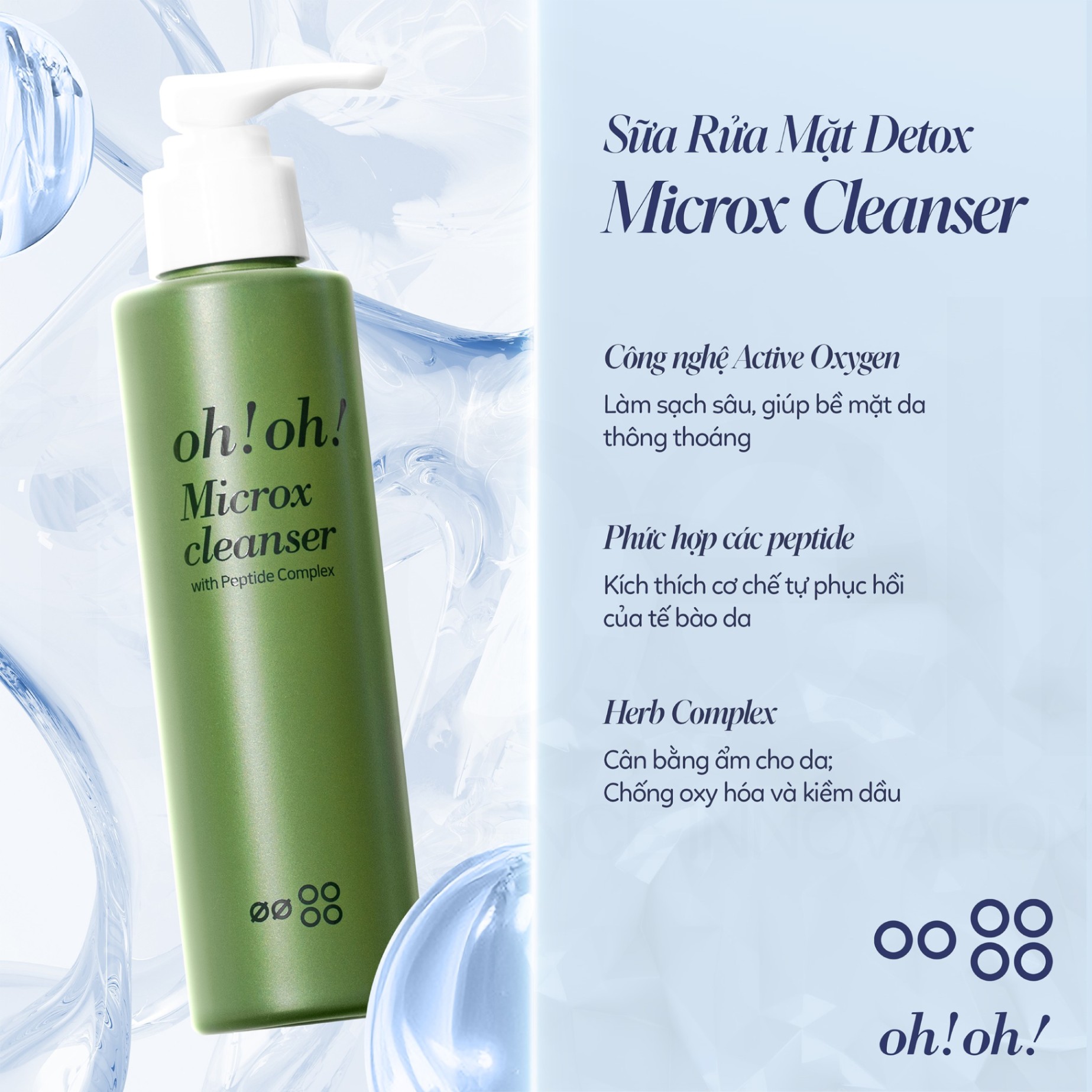 Sữa Rửa Mặt Detox Làm Sạch Sâu Cho Mọi Loại Da oh!oh! Microx Cleanser (with Peptide Complex) (150g)