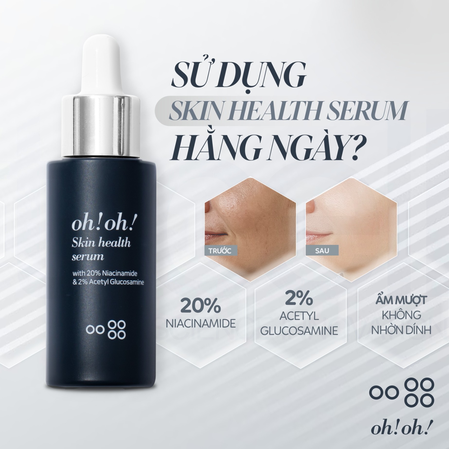 Tinh Chất Dưỡng Sáng Da, Giảm Thâm Nám oh!oh! Skin Health Serum (with 20% Niacinamide & 2% Acetyl Glucosamine) 30ml