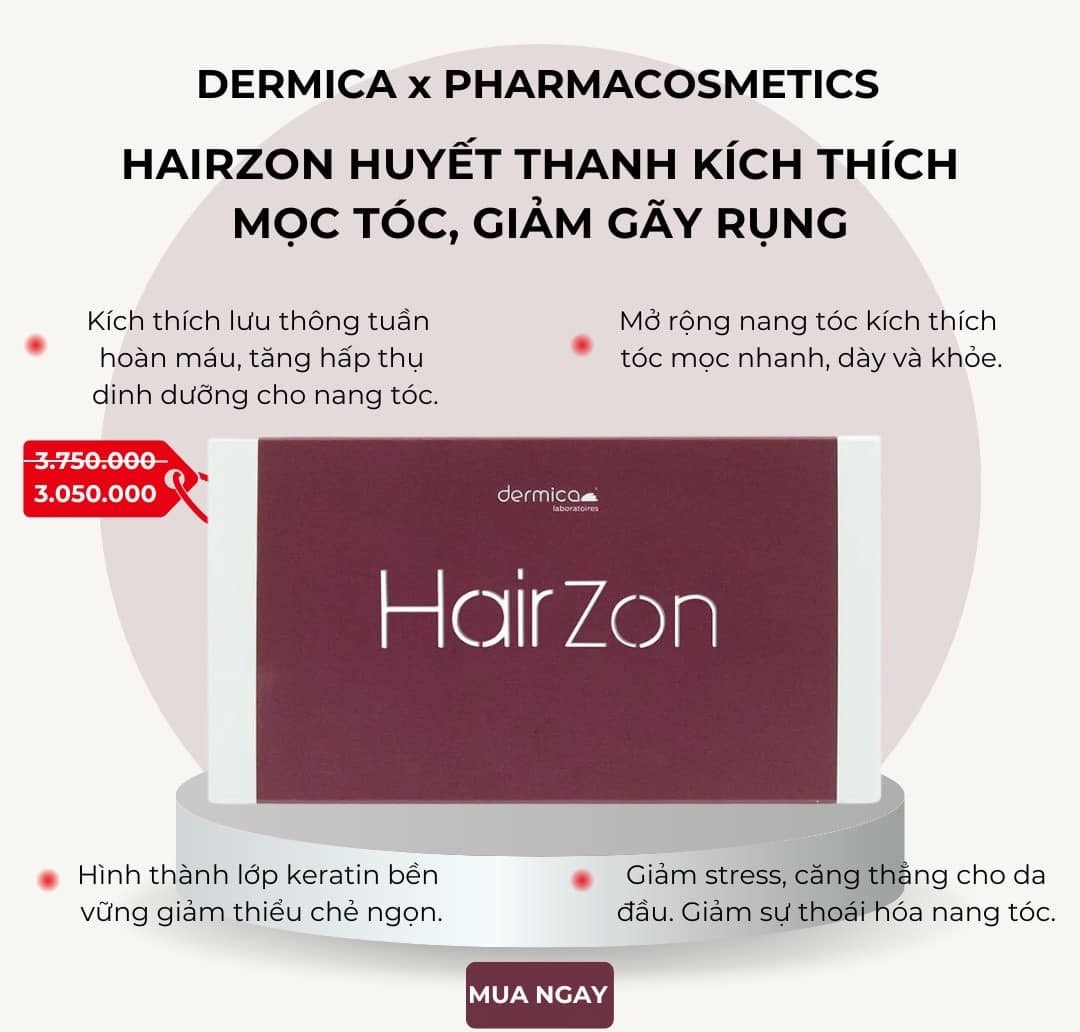 Hairzon - Huyết thanh kích thích mọc tóc, giảm gãy rụng Hộp 10 ống x 2ml