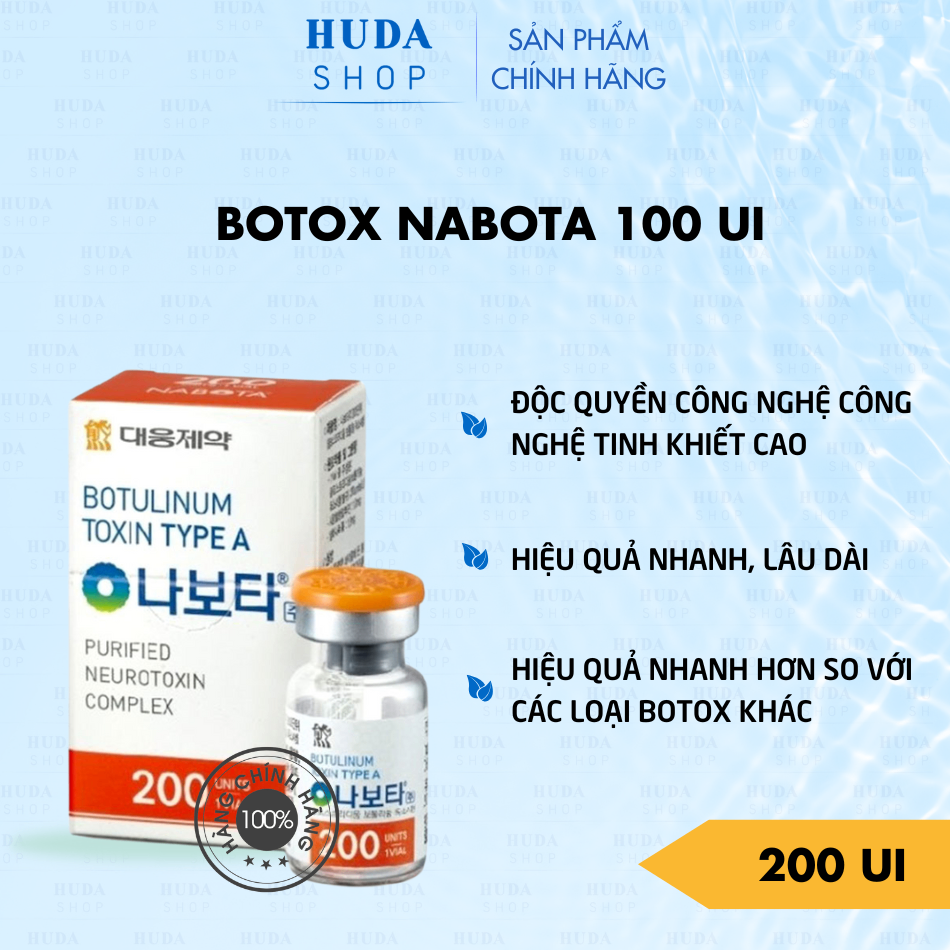 Botox Nabota Botulium Toxin Type A 200 Units xoá nhăn, thon gọn cơ