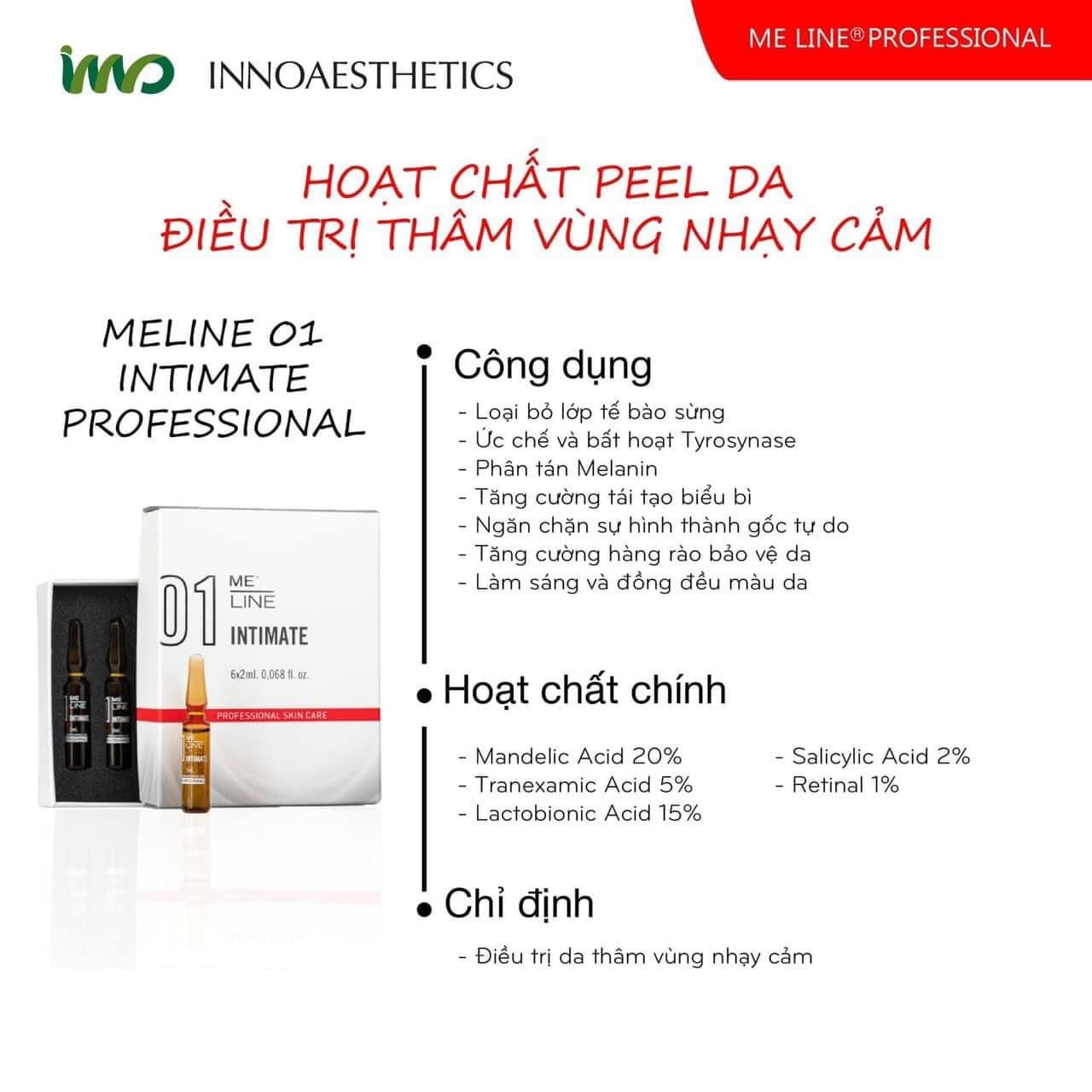 HOẠT CHẤT ĐIỀU TRỊ THÂM VÙNG NHẠY CẢM INNOAESTHETICS 01 MELINE INTIMATE - LẺ 1 ỐNG 2ml