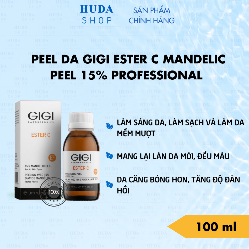 Peel làm căng bóng và sáng da ngay lập tức Gigi Ester C Mandelic peel 15% Professional 100ml (R)