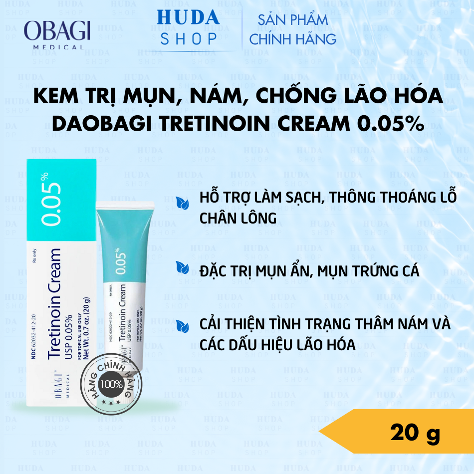 Kem trị mụn, trị nám, trẻ hoá da OBAGI Tretinoin 0.05% 20g