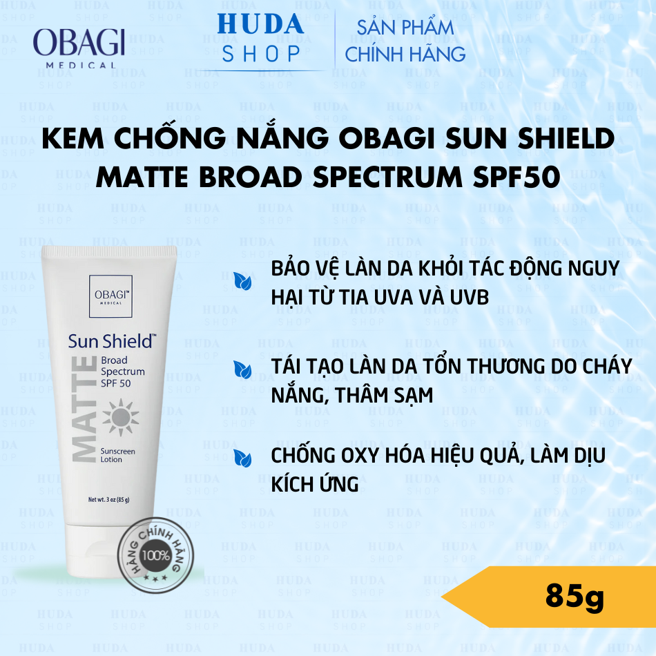 Kem chống nắng phổ rộng Obagi Sun Shield Matte Broad Spectrum SPF 50