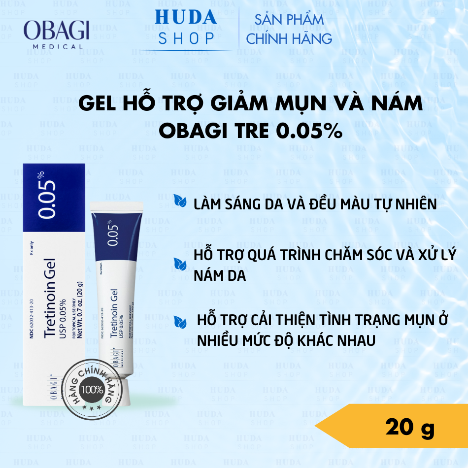 Gel trị mụn ngăn lão hóa Obagi Medical TRETIN0IN GEL 0.05% 20g