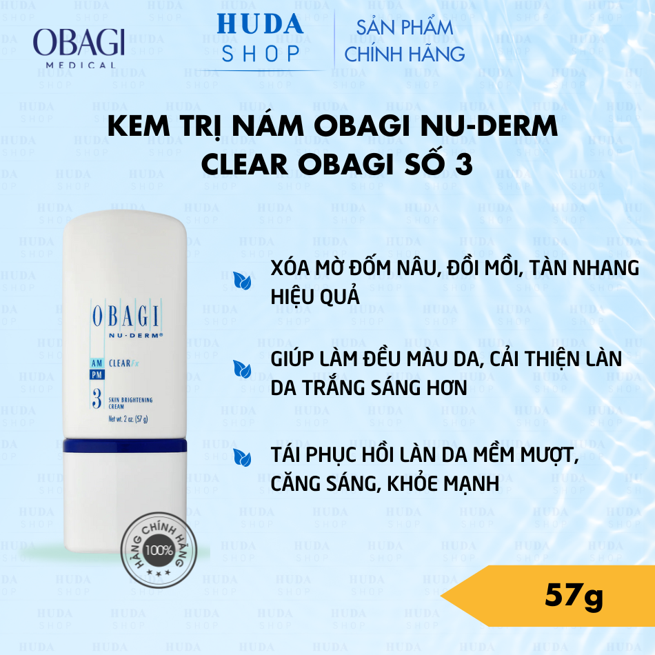 Kem trị nám tàn nhang Obagi Nu-derm Clear số 3 - 57g