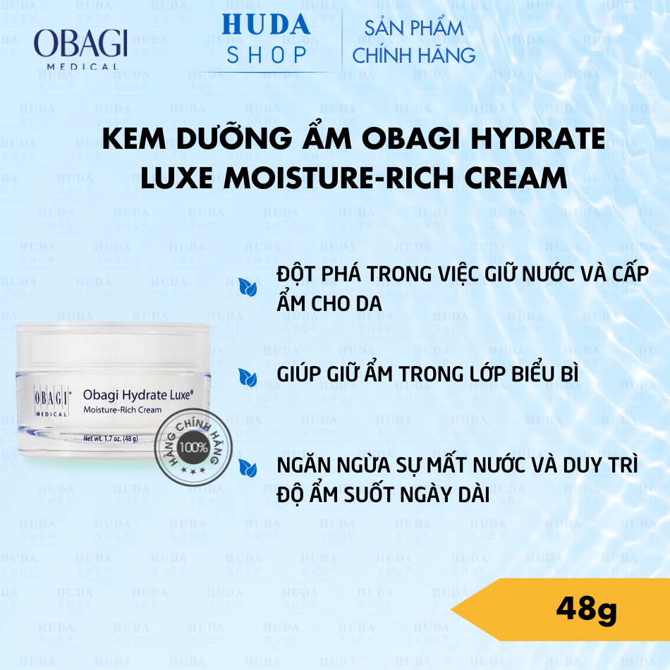 Kem Dưỡng Ẩm Giàu Dưỡng Chất Obagi Hydrate Luxe 48g