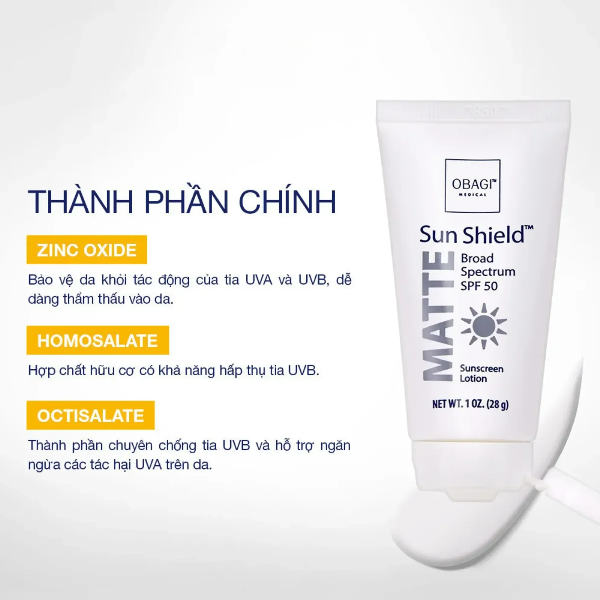 Kem chống nắng phổ rộng Obagi Sun Shield Matte Broad Spectrum SPF 50