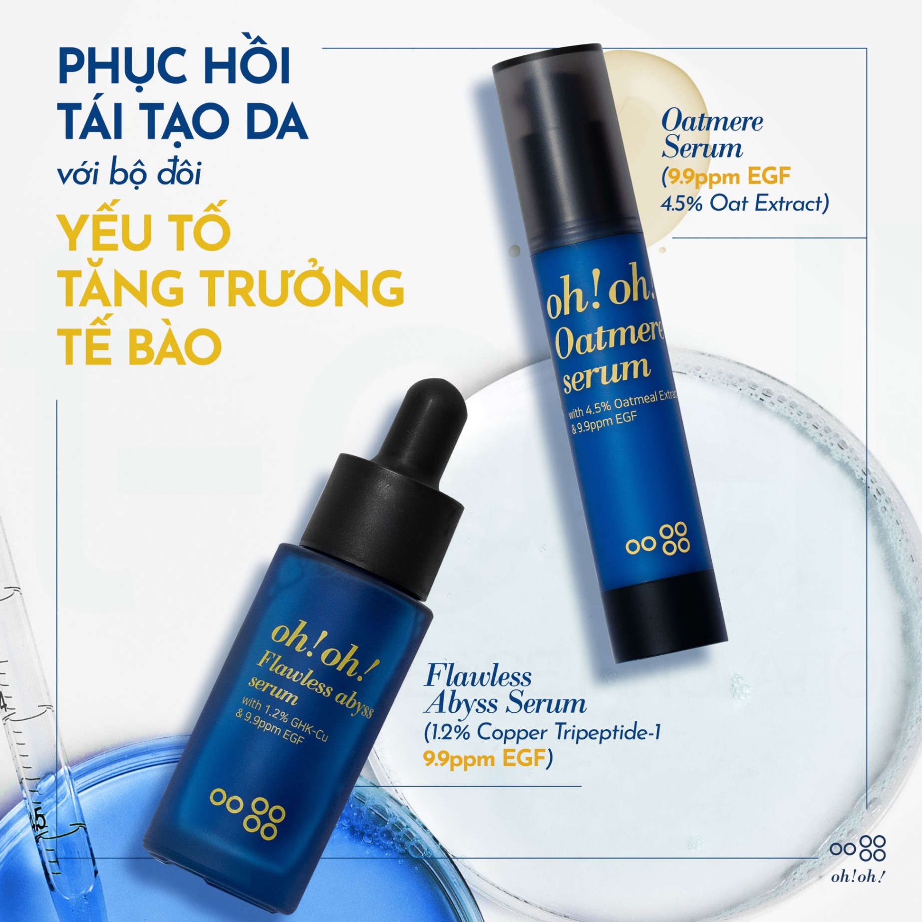 Tinh Chất Tế Bào Gốc, Tái Tạo Da oh!oh! Oatmere Serum with 4.5% Oat Extract & 9,9ppm EGF 25ml