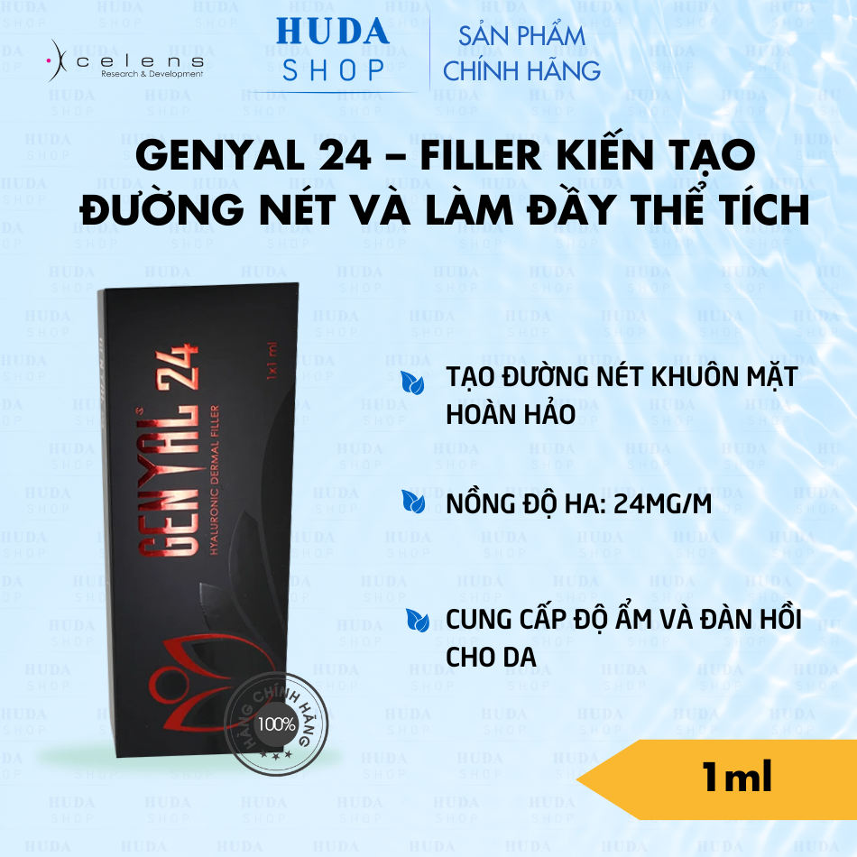 Genyal 24 – Filler kiến tạo đường nét hoàn hảo và phục hồi vùng thiếu hụt thể tích 1ml