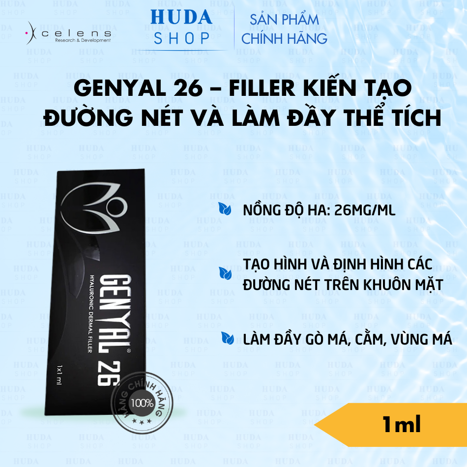 Genyal 26 – Filler kiến tạo đường nét hoàn hảo, phục hồi vùng thiếu hụt thể tích 1ml