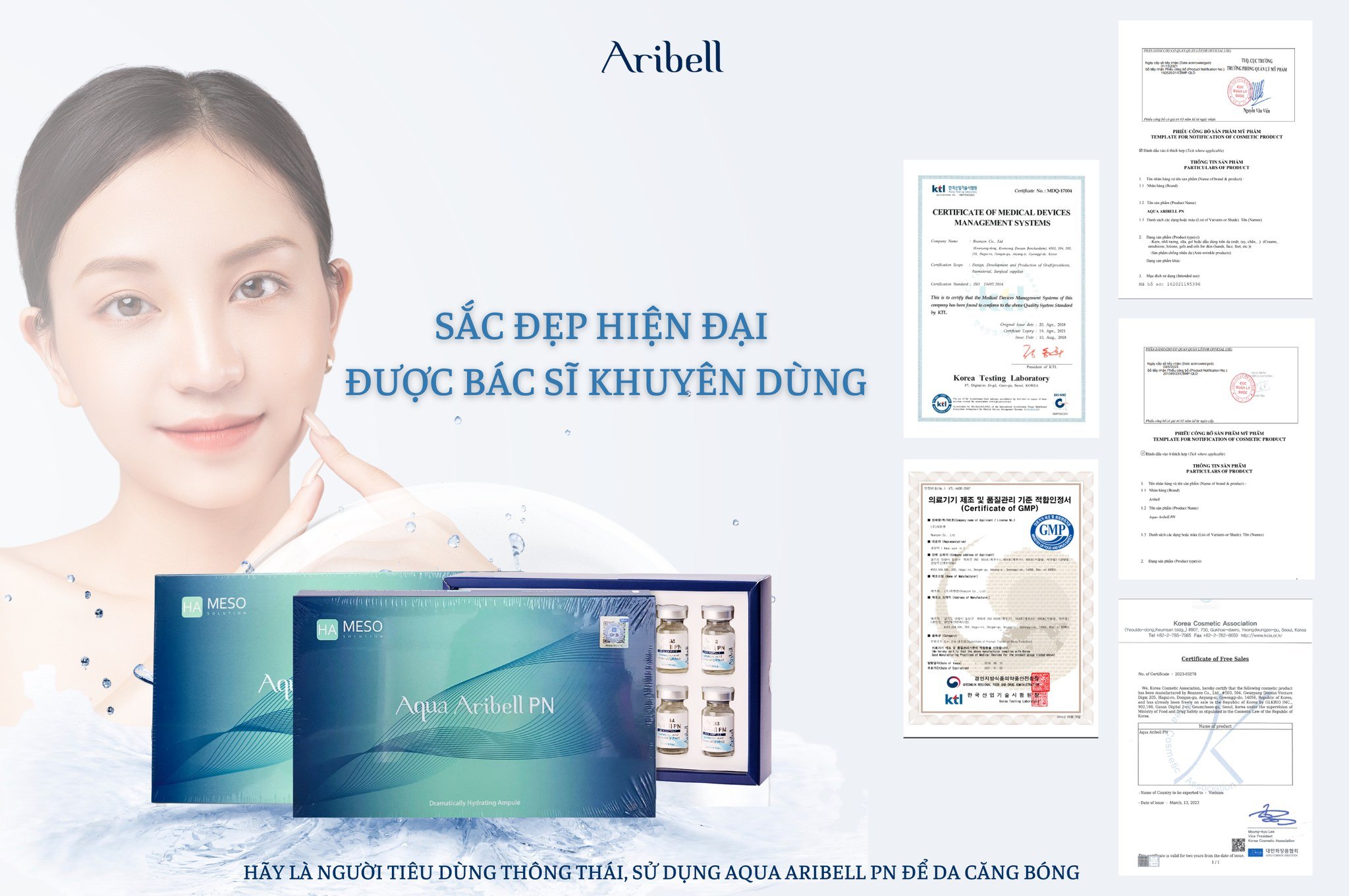 Tinh chất trẻ hóa căng bóng da Aqua Aribell PN từ DNA Cá Hồi