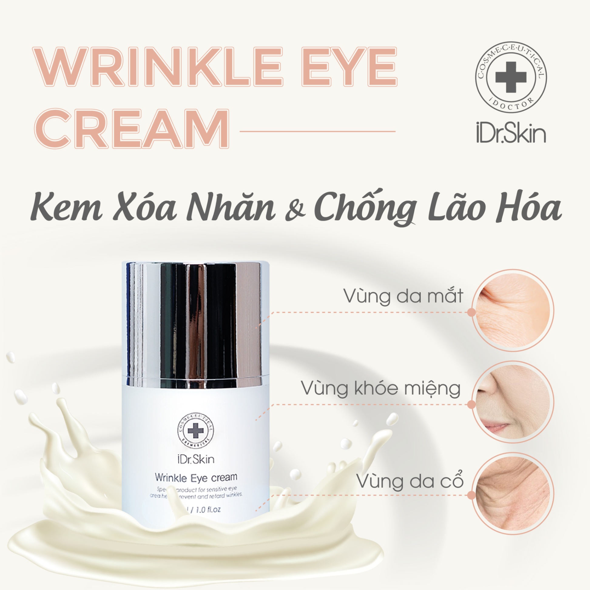 Kem xoá nhăn mờ thâm Idr.Skin Wrinkle Eye Cream