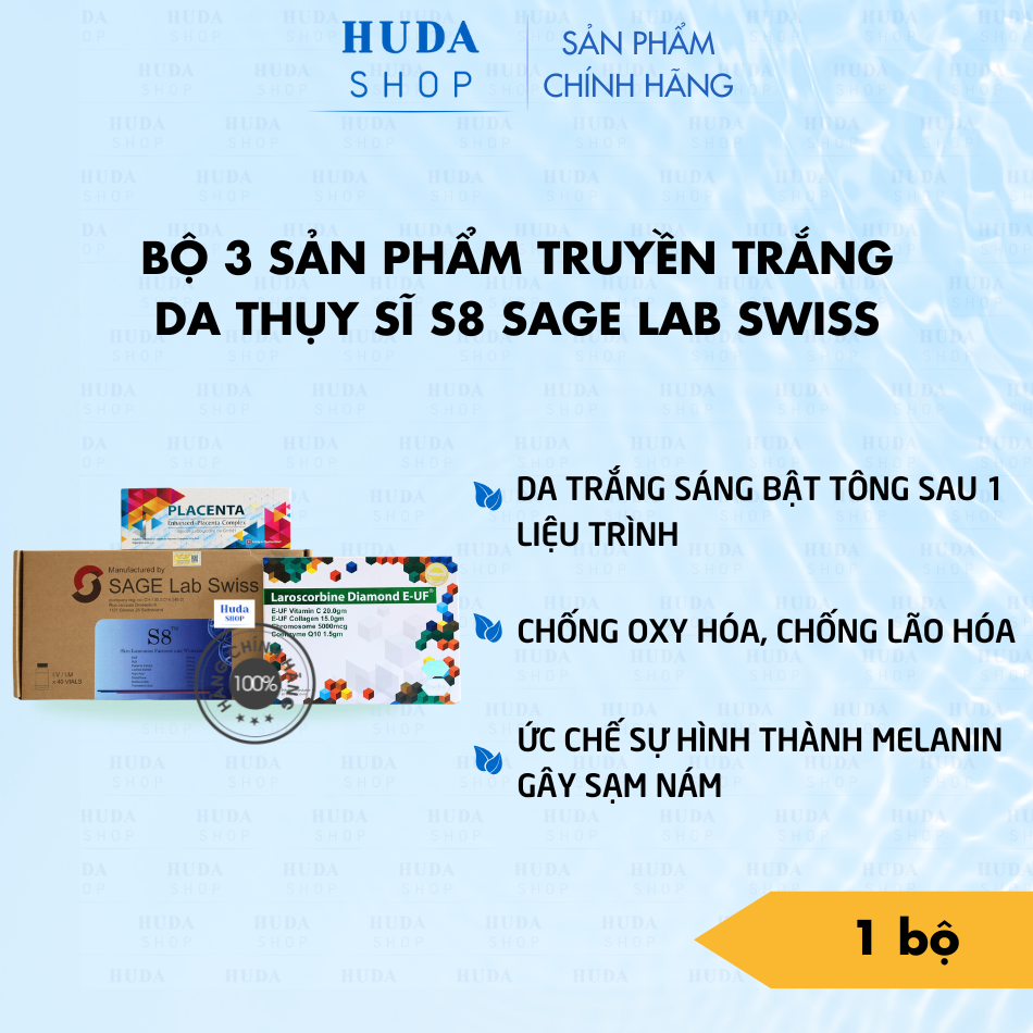 Bộ 3 Sản Phẩm Truyền Trắng Da Thụy Sĩ S8 Sage Lab Swiss