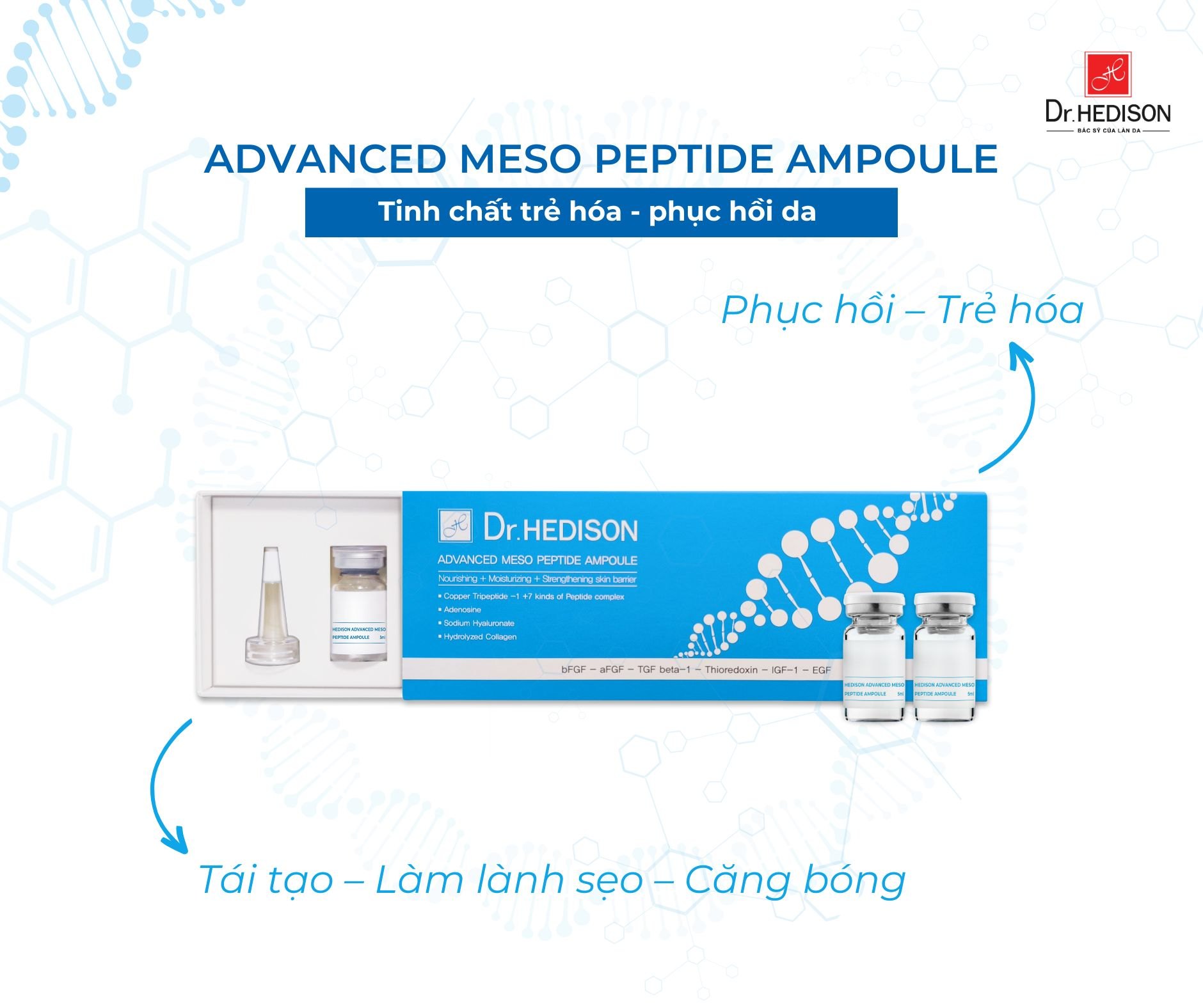 Tinh chất Peptide trẻ hóa da Advanced Meso Peptide Ampoule Dr.hedison 5ml