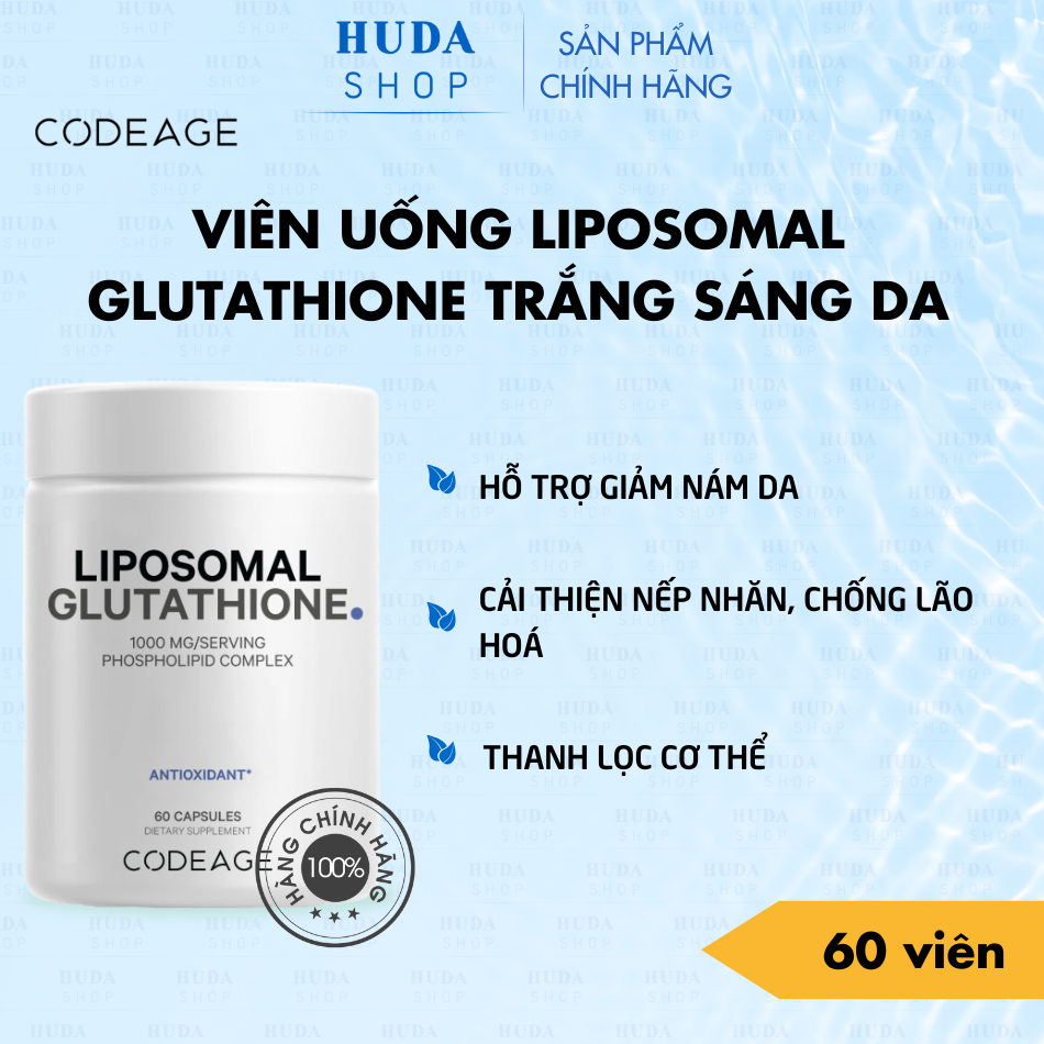 Viên uống trắng da Codeage Liposomal Glutathione 1000mg