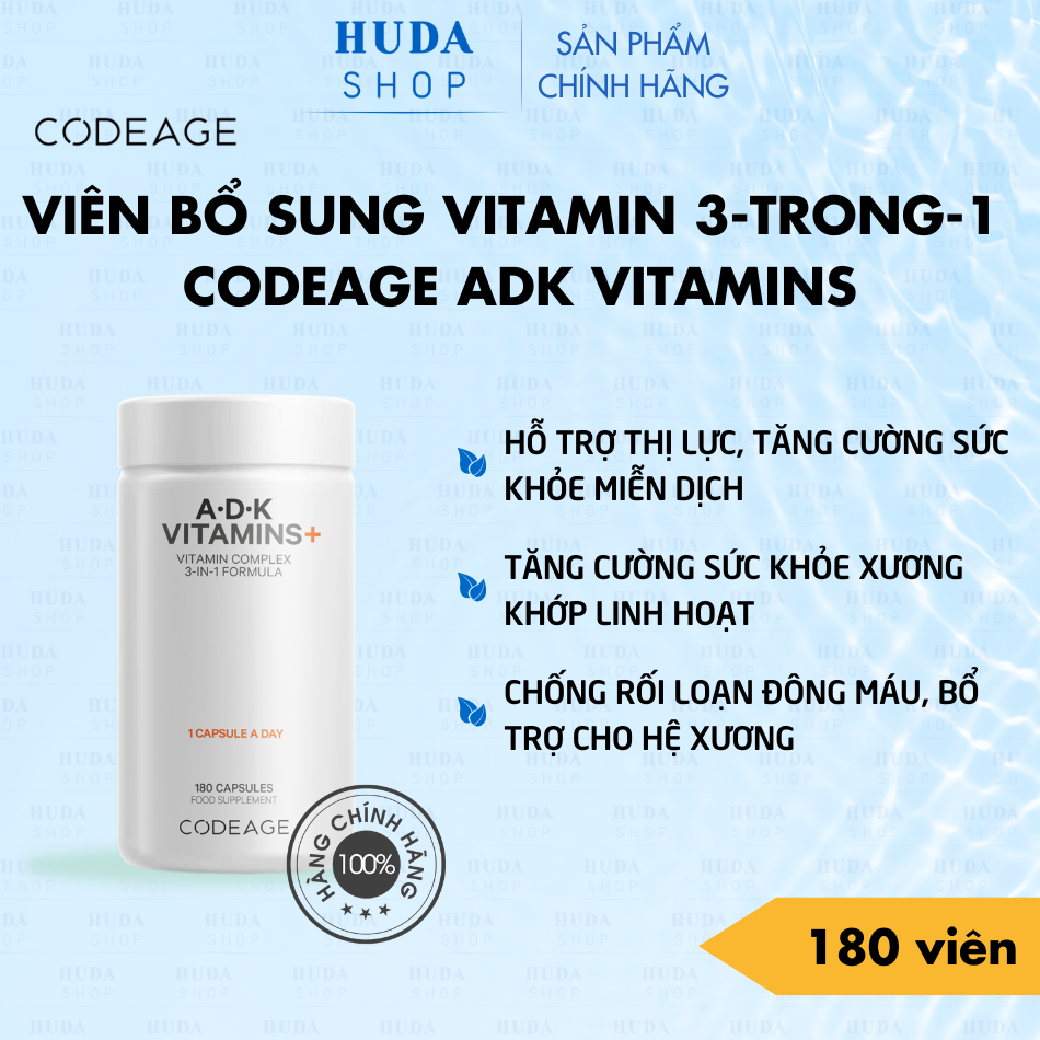 Viên bổ sung vitamin 3-trong-1 Codeage ADK Vitamins