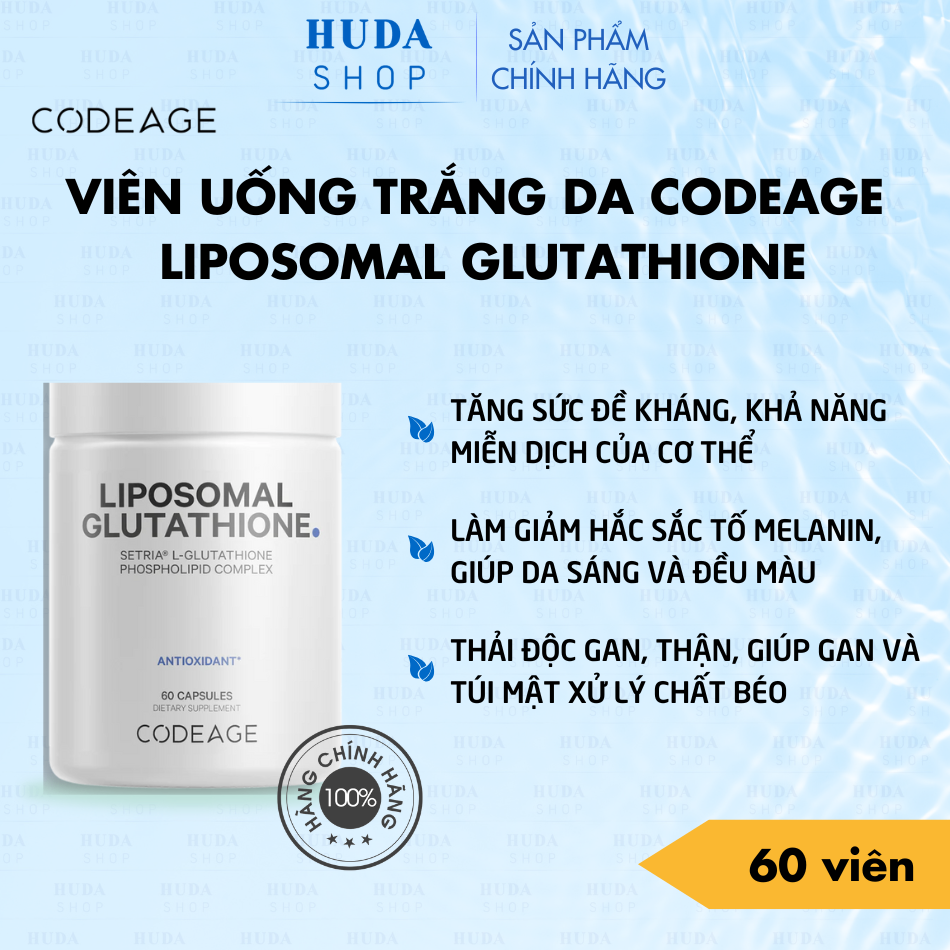 Viên uống trắng da Codeage Liposomal Glutathione