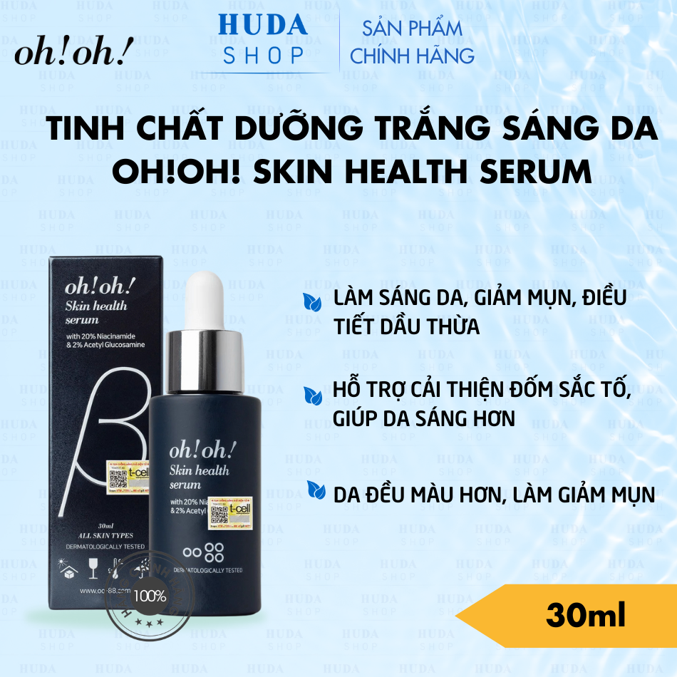 Tinh Chất Dưỡng Sáng Da, Giảm Thâm Nám oh!oh! Skin Health Serum (with 20% Niacinamide & 2% Acetyl Glucosamine) 30ml