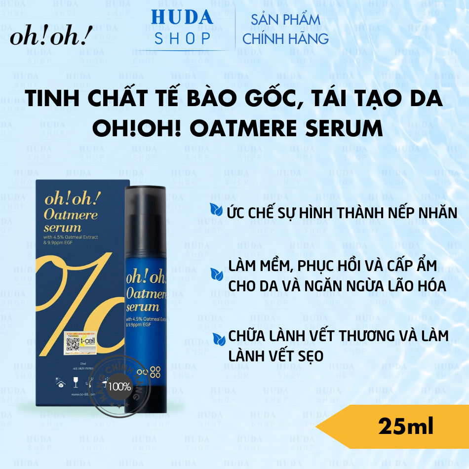 Tinh Chất Tế Bào Gốc, Tái Tạo Da oh!oh! Oatmere Serum with 4.5% Oat Extract & 9,9ppm EGF 25ml