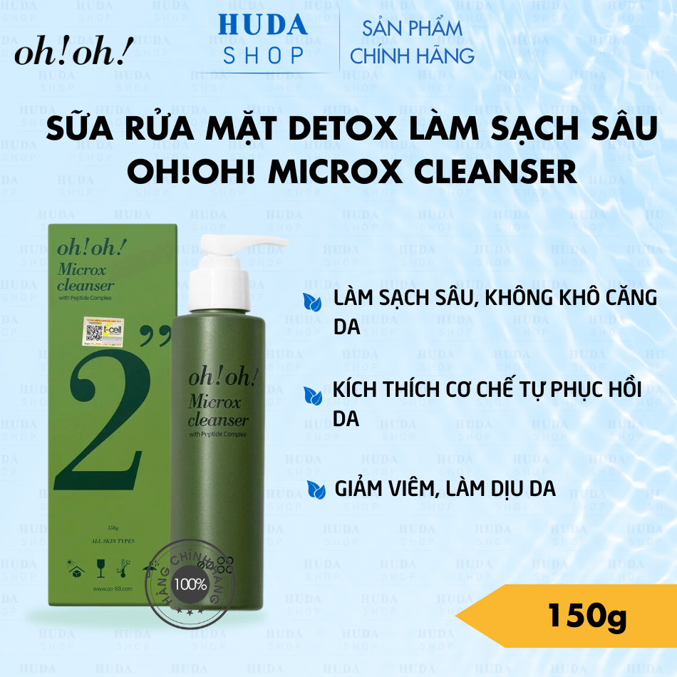 Sữa Rửa Mặt Detox Làm Sạch Sâu Cho Mọi Loại Da oh!oh! Microx Cleanser (with Peptide Complex) (150g)