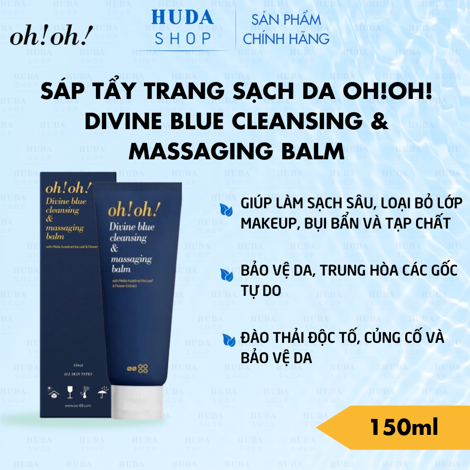 Sáp Tẩy Trang Làm Sạch Sâu, Trẻ Hóa Da oh!oh! Divine Blue Cleansing & Massaging Balm with Melia Azadirachta Leaf & Flower Extract