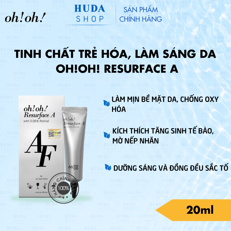 Tinh Chất Trẻ Hóa, Làm Sáng Da oh!oh! Resurface A (with 0.06% Retinal) (20ml)