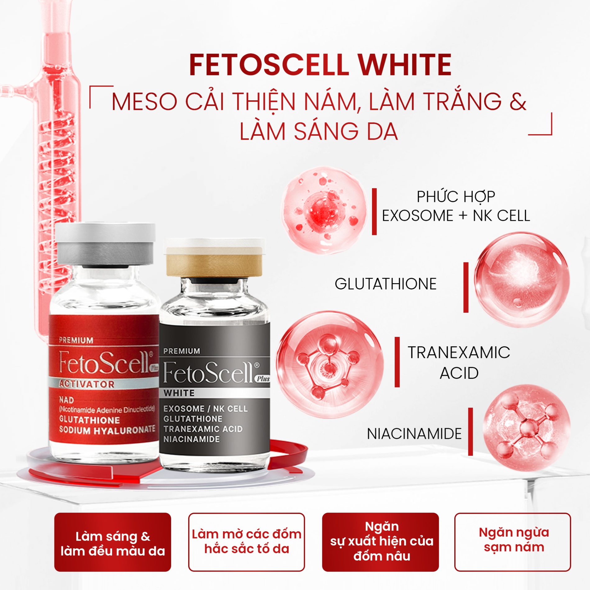 FetoScell White 40mg – Meso Hỗ Trợ Làm Đều Màu Da Và Giúp Cải Thiện Sắc Da