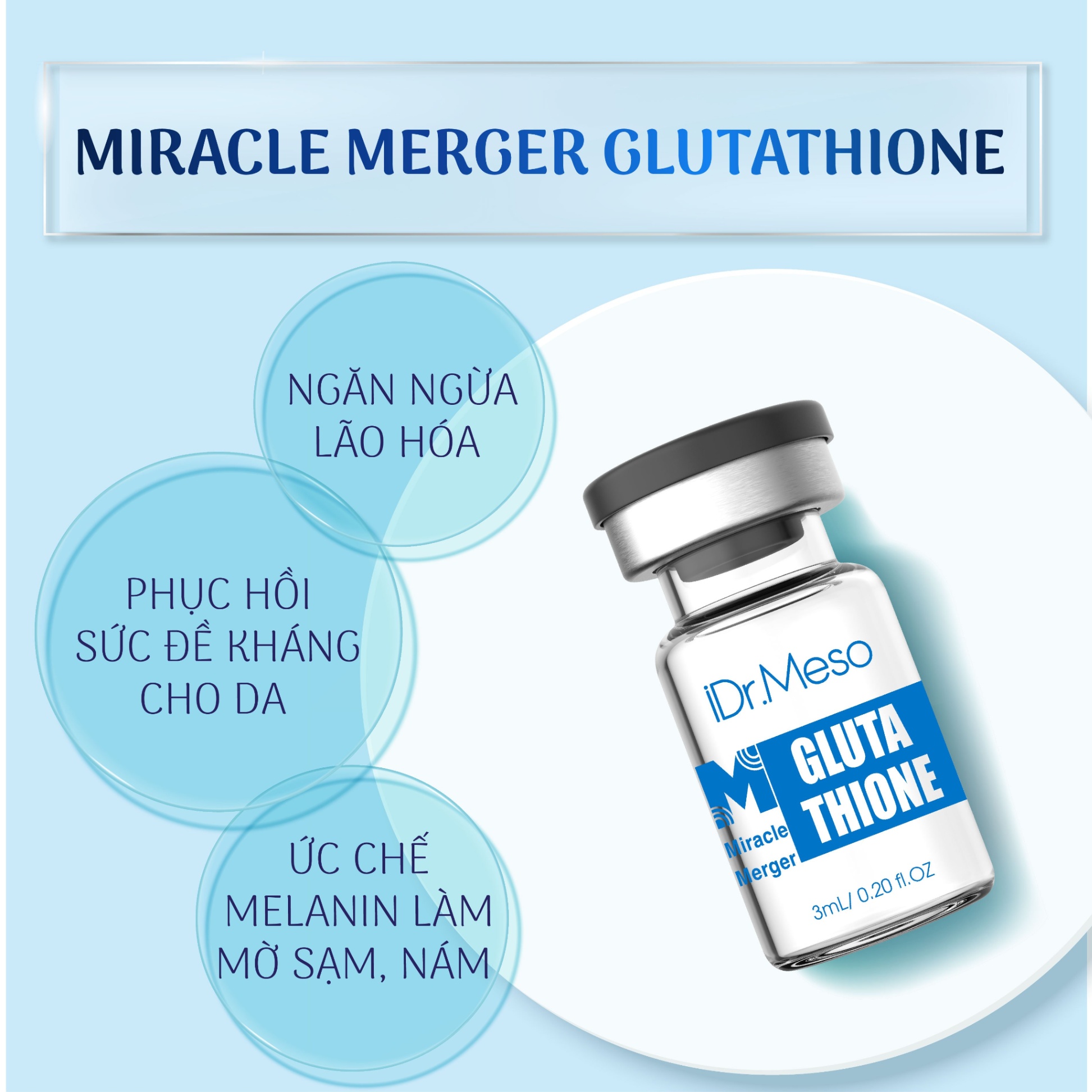 Combo meso Idr.Skin vitamin C 20% và Glutathion trắng sáng da