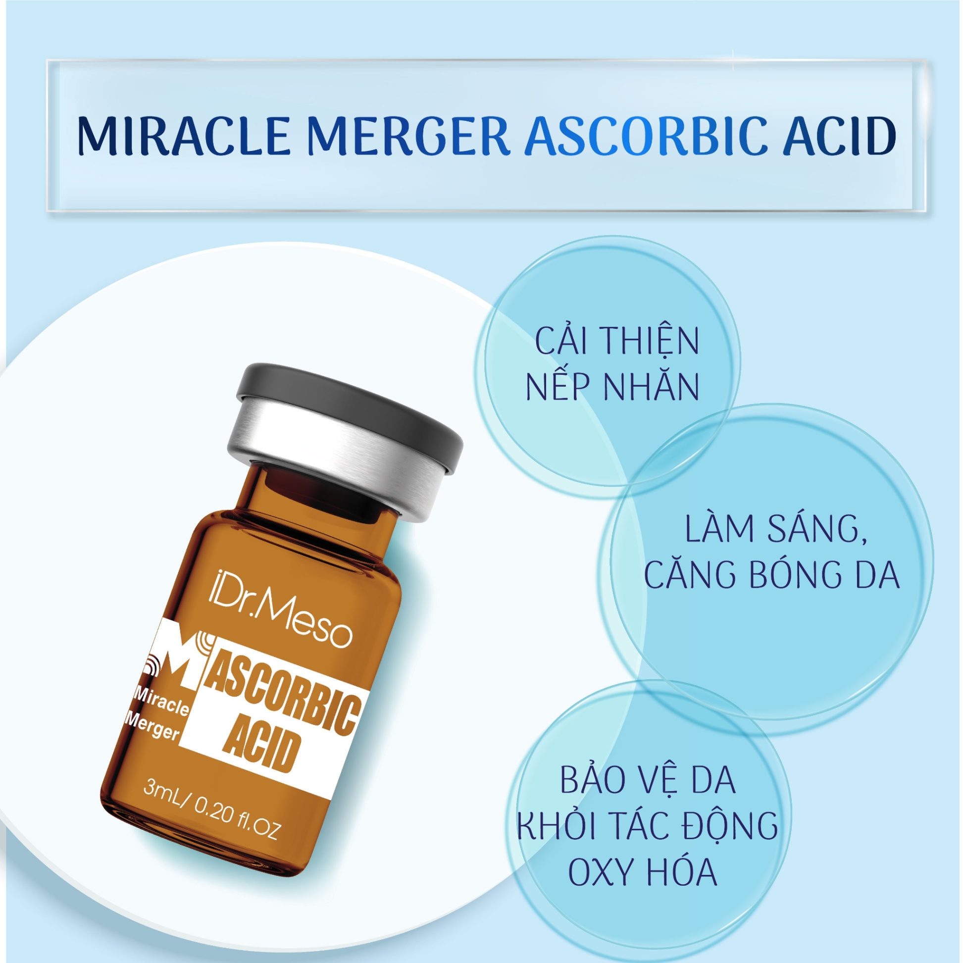 Combo meso Idr.Skin vitamin C 20% và Glutathion trắng sáng da