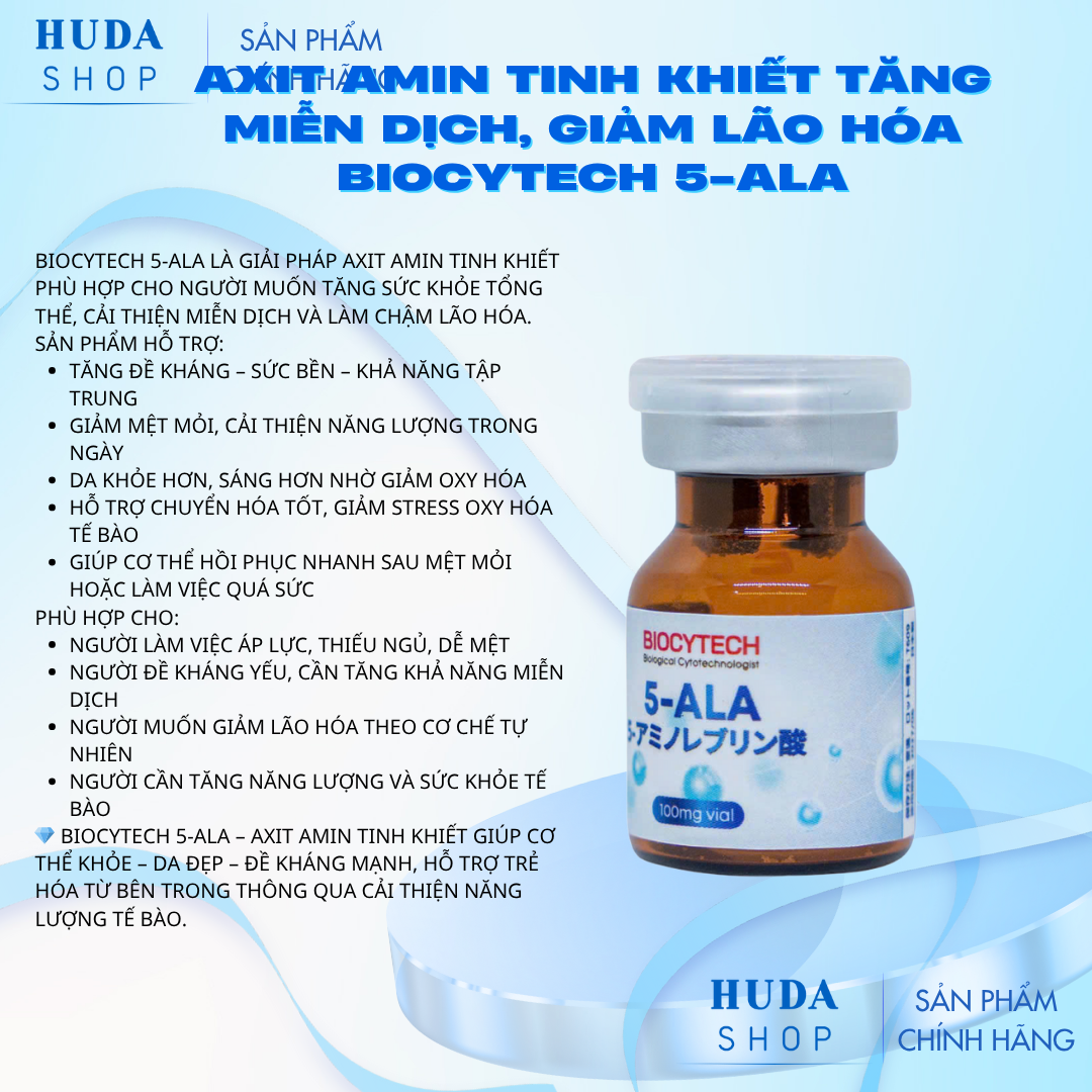 Axit amin tinh khiết tăng miễn dịch, giảm lão hóa Biocytech 5-ALA