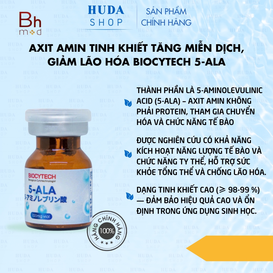 Axit amin tinh khiết tăng miễn dịch, giảm lão hóa Biocytech 5-ALA