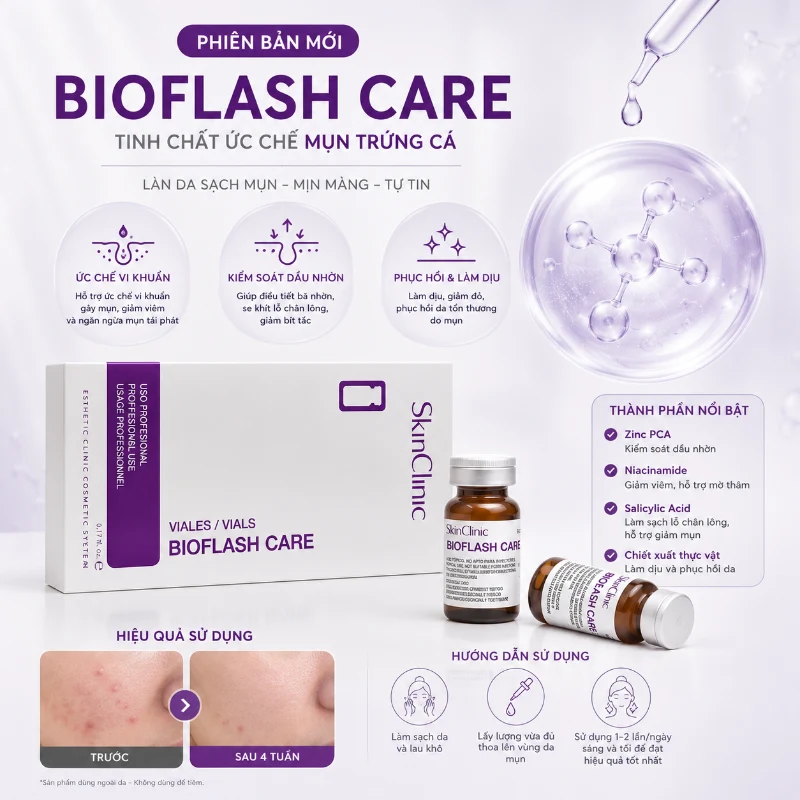 Tinh chất hỗ trợ cải thiện mụn trứng cá Bioflash Care SkinClinic