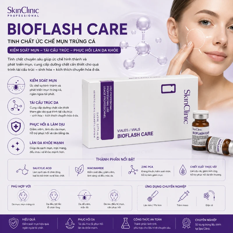 Tinh chất hỗ trợ cải thiện mụn trứng cá Bioflash Care SkinClinic