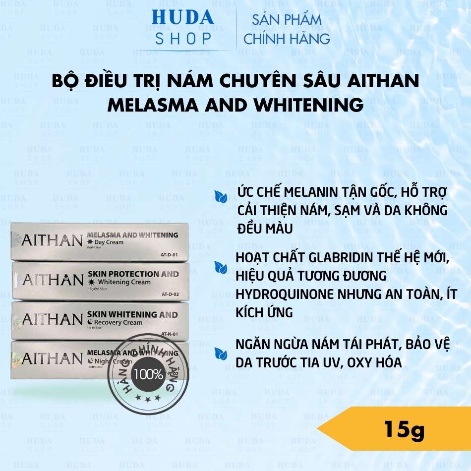 Bộ Sản Phẩm Hỗ Trợ Mờ Nám Chuyên Sâu, Làm Sáng & Cải Thiện Sắc Tố Da AITHAN Melasma And Whitening Chính Hãng