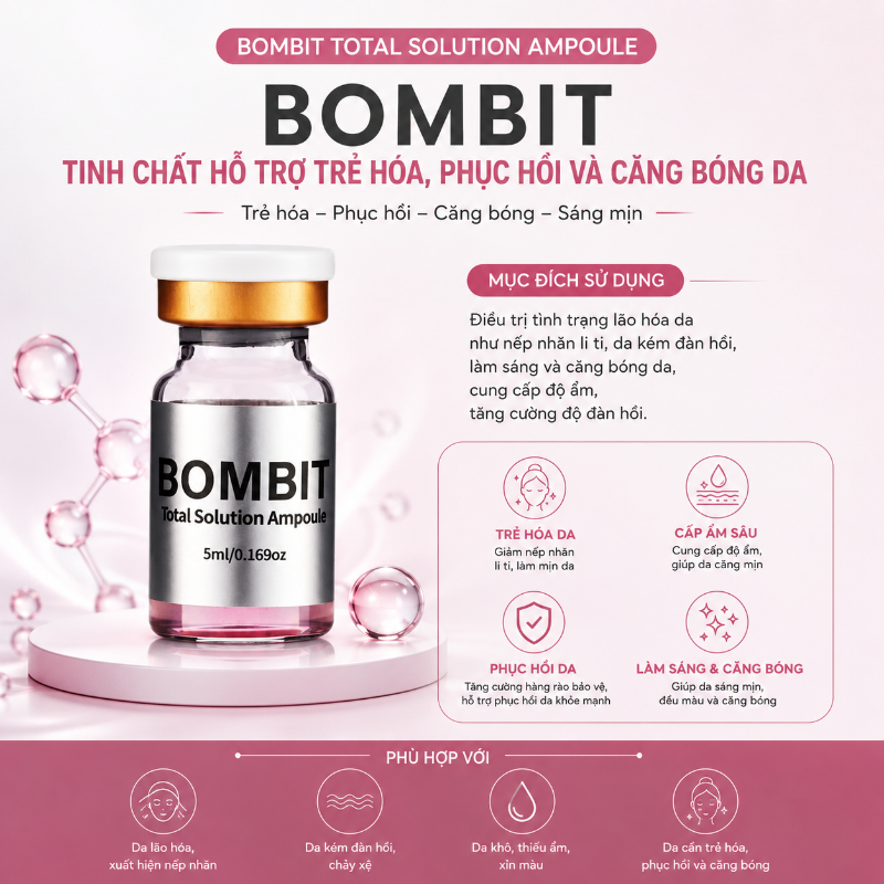 BOMBIT Total Solution Ampoule – Tinh Chất Trẻ Hóa, Phục Hồi Và Căng Bóng Da Toàn Diện