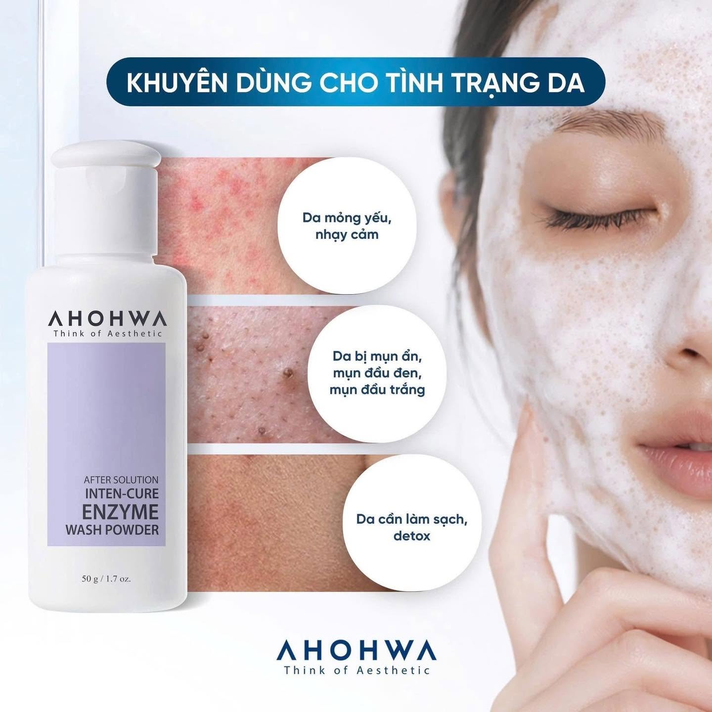 Bột tẩy da chết sinh học enzyme Ahohwa After Solution Inten-Cure Enzyme Wash Powder