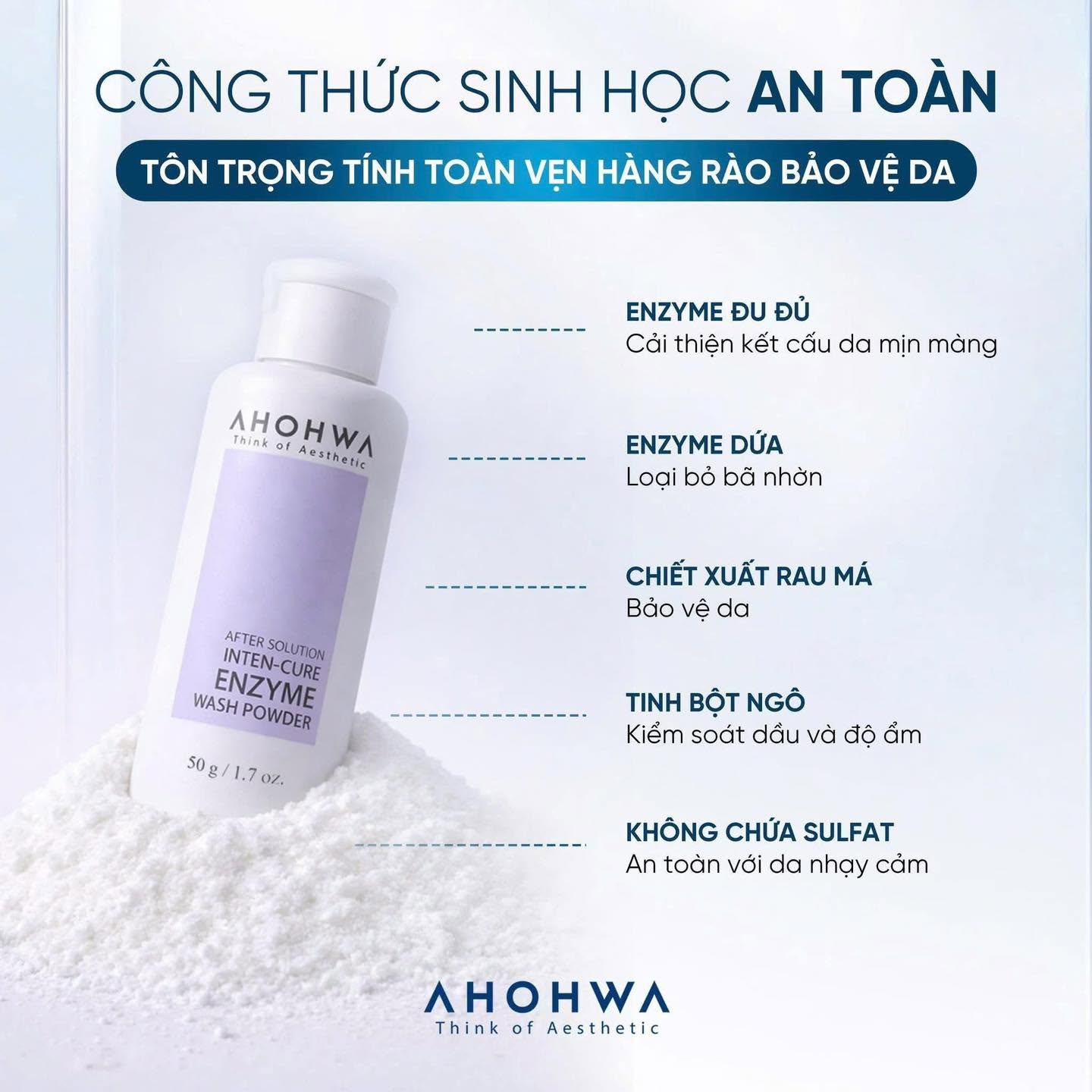 Bột tẩy da chết sinh học enzyme Ahohwa After Solution Inten-Cure Enzyme Wash Powder