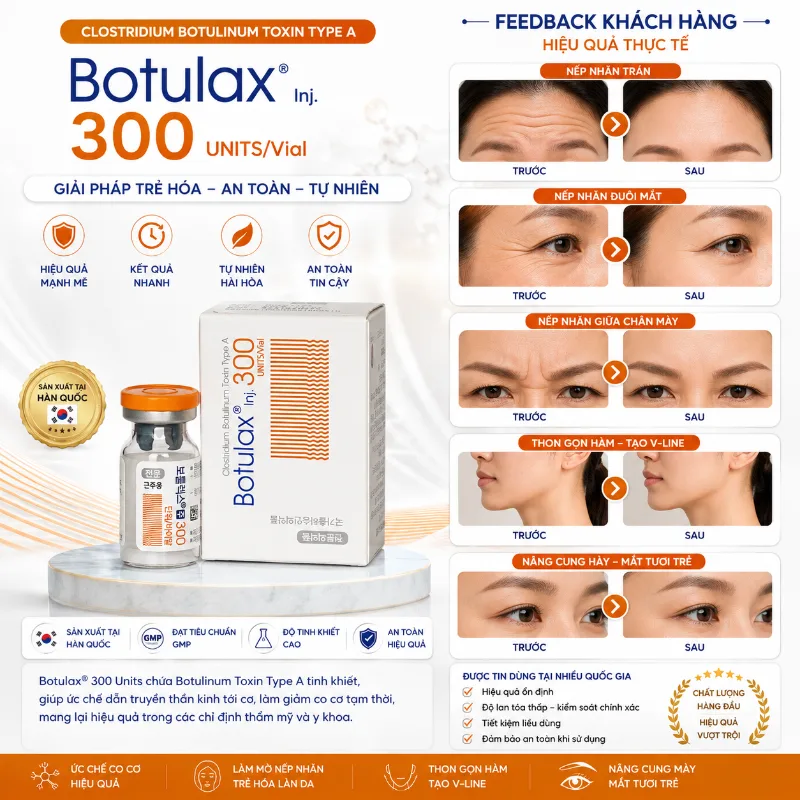 Botox Botulium Toxin Type A Botulax 300 Units xoá nhăn, thon gọn cơ