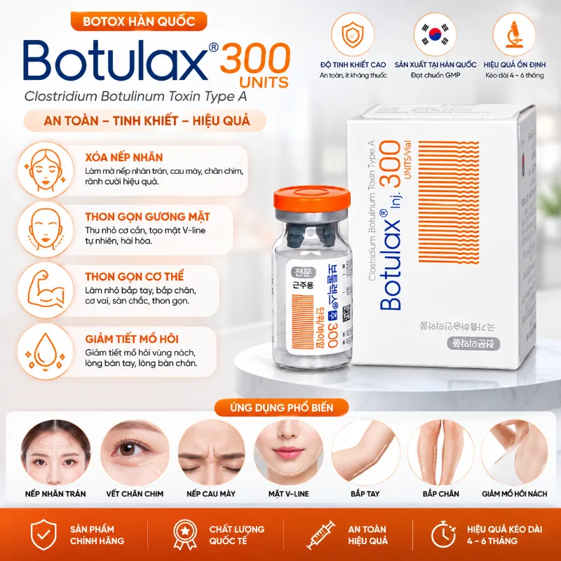 Botox Botulium Toxin Type A Botulax 300 Units xoá nhăn, thon gọn cơ