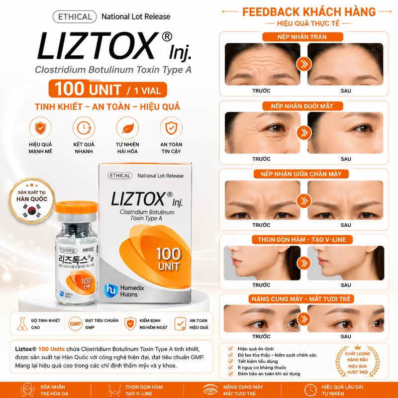 Botox Liztox 100 Units xoá nhăn, khử mùi hôi nách