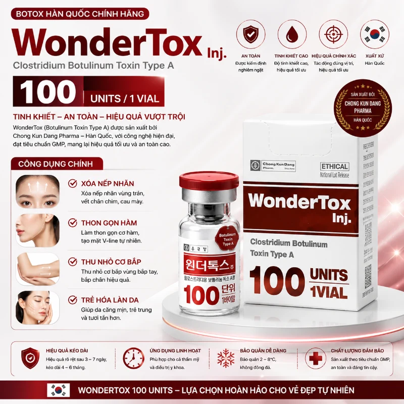 Botox Wondertox 100 Unit Hàn Quốc - Xóa nhăn thon gọn hàm bắp tay chân