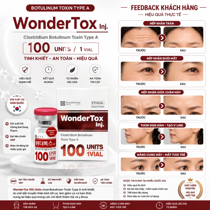Botox Wondertox 100 Unit Hàn Quốc - Xóa nhăn thon gọn hàm bắp tay chân