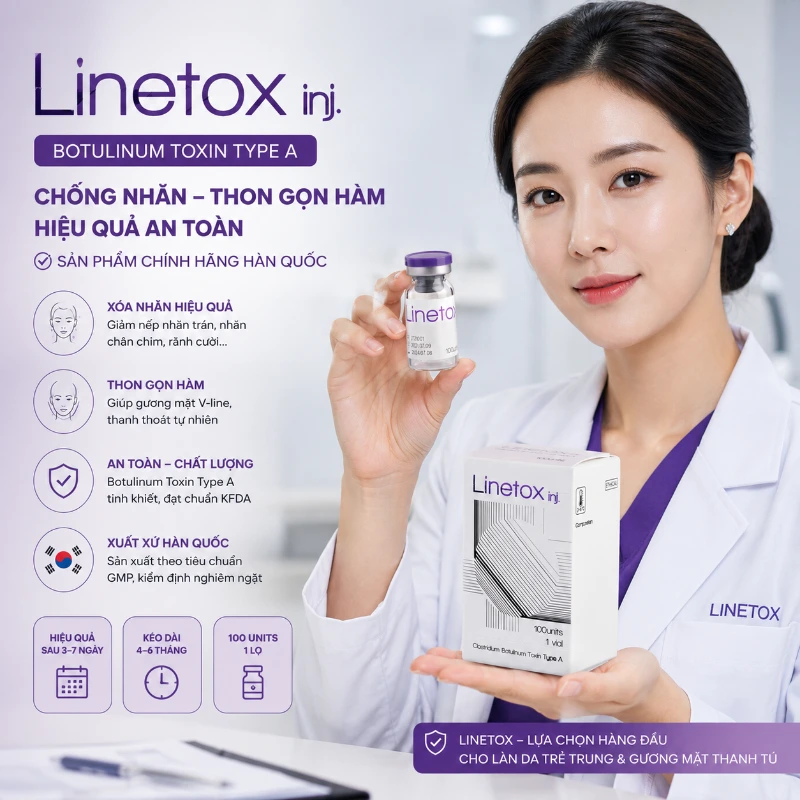 Botox chống nhăn và thon gọn hàm chính hãng Hàn Quốc LINETOX 100 Units